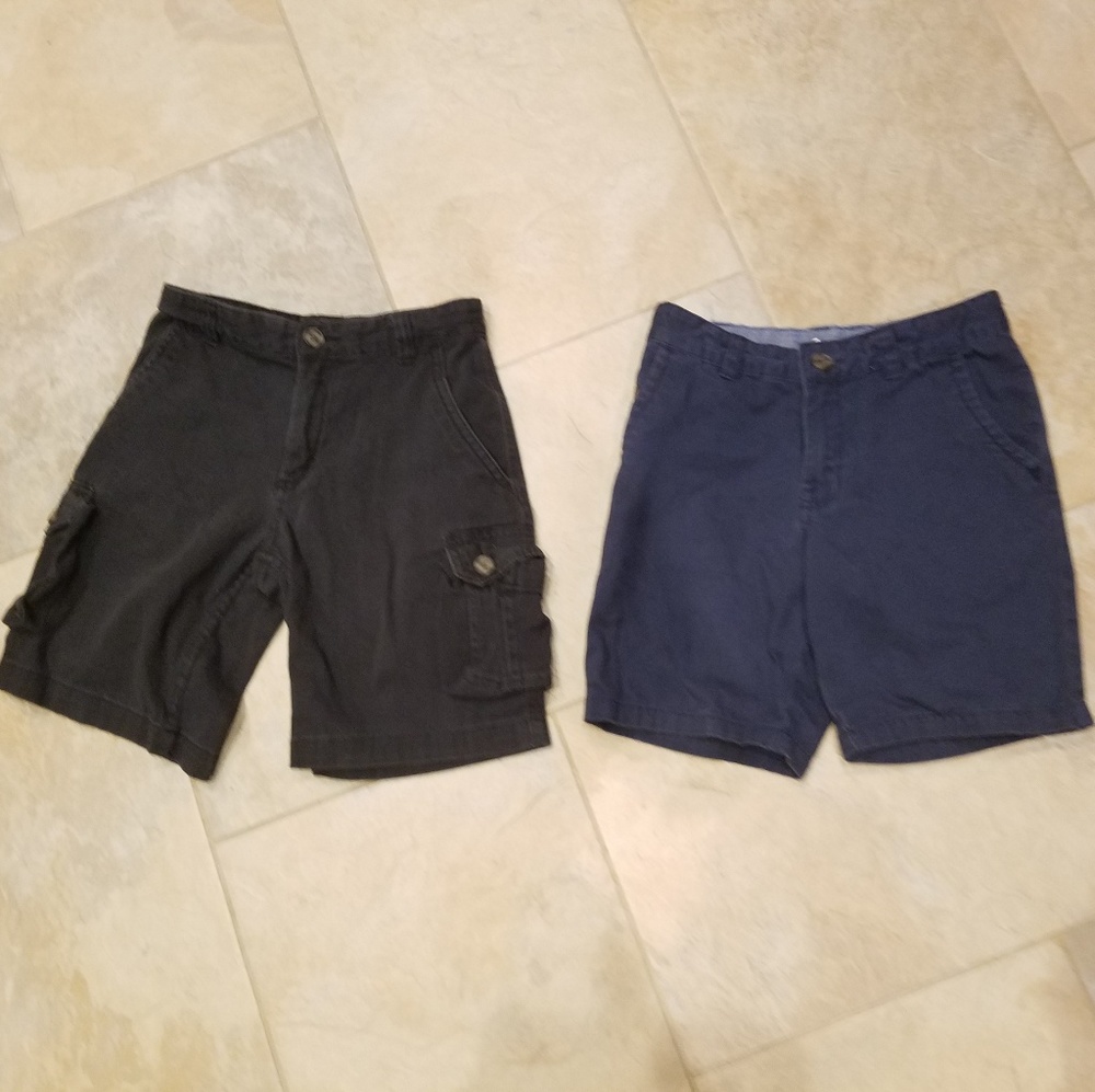 Boys size 8 shorts, 2 pair, blue and black